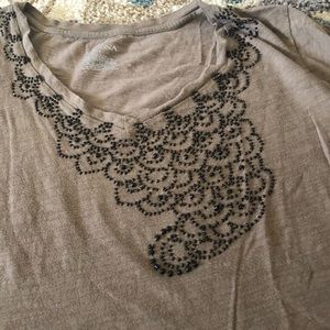 Tan dress shirt with beads